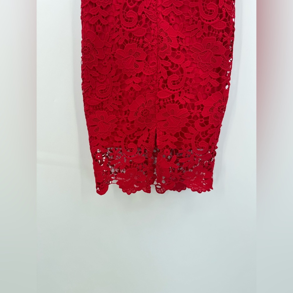 Paper Dolls London Red Lace Off-Shoulder Bodycon Cocktail Floral Lace Dress- 0 P - Picture 12 of 16